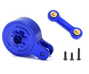 ALUMINUM DIRECT MOUNT SERVO SAVER 25T WITH FIX LINK ARA340181 FOR 1/10 ARRMA BIG ROCK GRANITE KRATON OUTCAST 1/8 INFRACTION TYPHON VENDETTA - BLUE - RS-ARA34018125T/BU