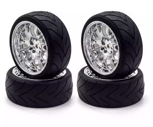 RUBBER TIRE AND RIM SET 66 X 27mm 12mm Hex For 1/10 RC ONROAD EP GP RALLY SPORT TRAXXAS 4TEC HPI RS4 CAR - TY662712/BK