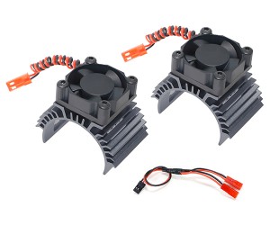 ALUMINUM TWIN COOLING FAN MOTOR HEATSINK 36mm 540 550 3650 FOR 1/8 1/10 RC TAMIYA RC CAR - GUN SILVER - RS-MHS01/GS