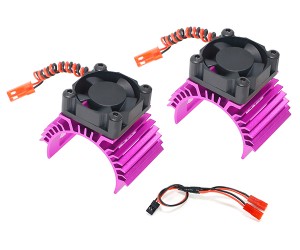 ALUMINUM TWIN COOLING FAN MOTOR HEATSINK 36mm 540 550 3650 FOR 1/8 1/10 RC TAMIYA RC CAR - PINK - RS-MHS01/PK