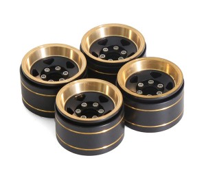 BRASS 1.0 INCH BRASS BEADLOCK WHEEL RIM FOR TRAXXAS 1/18 TRX-4M / AXIAL AX24 SCX24 CRAWLER - WH-2818BS/B