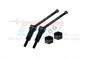 GPM MGM040RS 4140 MEDIUM CARBON STEEL REAR CVD DRIVE SHAFTS - 40mm 7075 ALLOY WHEEL HEX ARA311229 ARA311227 FOR ARRMA 1/14 MOJAVE GROM DESERT TRUCK RTR ARA2104 - BLACK - MGM040RS-BK