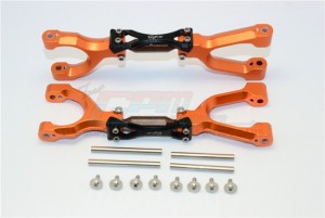 STEEL + ALUMINUM SUPPORTING MOUNT WITH FRONT / REAR UPPER ARMS SET FOR 6S TRAXXAS XMAXX 6S 8S - Orange - TXM054SN-OR-BK