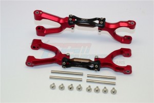 STEEL + ALUMINUM SUPPORTING MOUNT WITH FRONT / REAR UPPER ARMS SET FOR 6S TRAXXAS XMAXX 6S 8S - Red - TXM054SN-R-BK