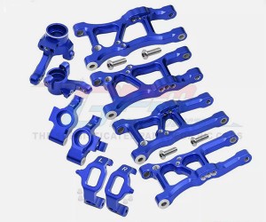 COMBO ALUMINUM FRONT & REAR SUSPENSION ARM STEERING BLOCK C-HUB SET FOR TRAXXAS 1/10 GT 4-TEC 2.0 3.0 CAR - BLUE - GT1921225556-B
