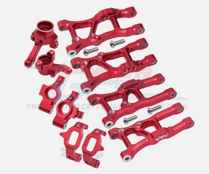 COMBO ALUMINUM FRONT & REAR SUSPENSION ARM STEERING BLOCK C-HUB SET FOR TRAXXAS 1/10 GT 4-TEC 2.0 3.0 CAR - RED - GT1921225556-R