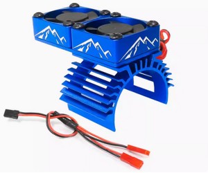 ALUMINUM DUAL HEATSINK COOLING FAN MOUNT - MOUNTAIN PATTERN 61.5 x 30mm  For FOR 540 550 3650 3660 MOTOR - BLUE - RS-HSFAN6030A/BU