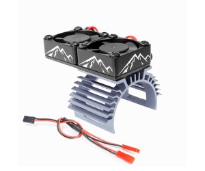 ALUMINUM DUAL HEATSINK COOLING FAN MOUNT - MOUNTAIN PATTERN 61.5 x 30mm  For FOR 540 550 3650 3660 MOTOR - RS-HSFAN6030A/GSBK