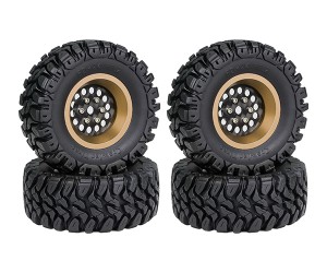 1.2 INCH RUBBER TIRE & BEADLOCK RIM SET 7mm HEX - SAND COLOR FOR 1/18 TRX4-M AXIAL SCX24 FMS18 CRAWLER - TYPE A - CIRCLE - TY-62240103A-SD