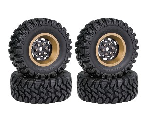 1.2 INCH RUBBER TIRE & BEADLOCK RIM SET 7mm HEX - SAND COLOR FOR 1/18 TRX4-M AXIAL SCX24 FMS18 CRAWLER - TYPE A - OVAL - TY-62240104A-SD