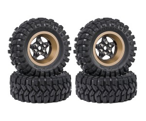 1.2 INCH RUBBER TIRE & BEADLOCK RIM SET 7mm HEX - SAND COLOR FOR 1/18 TRX4-M AXIAL SCX24 FMS18 CRAWLER - TY-62240101B-SD