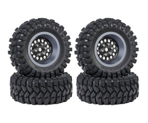 1.2 INCH RUBBER TIRE & BEADLOCK RIM SET 7mm HEX - TITANIUM COLOR FOR 1/18 TRX4-M AXIAL SCX24 FMS18 CRAWLER - TYPE B - CIRCLE - TY-62240103B-TI