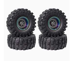 RUBBER TIRE & ALUMINUM CHROME RIM SET 120 X 47mm 12mm HEX For 1/10 RC TRAXXAS TRX-4 AXIAL RACING SCX10 CAPRA CRAWLER - RS-TY12047B/BK