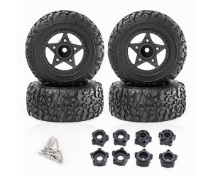 RUBBER TIRE AND RIM SET TYPE A 109 X 46mm 12mm 14mm 17mm Hex For 1/8 ARRMA MOJAVE 1/10 TRAXXAS SLASH SHORT COURSE TRUCK - RS-TY10946A/BK