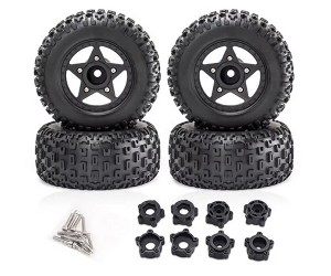 RUBBER TIRE AND RIM SET TYPE-B 109 X 46mm 12mm 14mm 17mm Hex For 1/8 ARRMA MOJAVE 1/10 TRAXXAS SLASH SHORT COURSE TRUCK - RS-TY10946B/BK