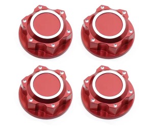ALUMINUM ANTI-DUST WHEEL LOCK NUT 24mm ARA310929 For ARRMA 1/5 KRATON OUTCAST 8S BLX MONSTER - RED - RS-ARA310929/RE