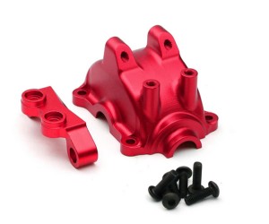 ALUMINUM FRONT / REAR GEARBOX HOUSING W. UPPER STABILIZER A2 A4 FOR 1/10 TAMIYA TT-02 TOURING CAR - RED - TT02-26/RE