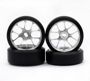 TIRE AND AUMINIUM FRONT / REAR WHEEL F 9mm / R 11.5mm 5.5 OFFSET BBS For 1/28 KYOSHO MINI-Z RC DRIFT CAR - RS-MINIZ09115B-55/SI