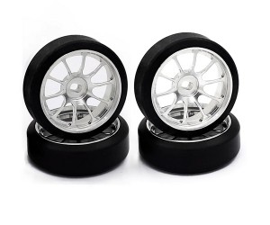 TIRE AND AUMINIUM FRONT / REAR WHEEL F 10 SPOKE 1.5 DEGREE For 1/28 KYOSHO MINI-Z RC DRIFT CAR - RS-MINIZ09115C-15/SI