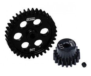 GPM 40CrMo STEEL PINION GEAR 14/15/16/17/18T WITH 36T MAIN GEAR SET LOS-1769 FOR LOSI 1/24 Micro-B 2WD Buggy LOS00007 - LMB01736TS