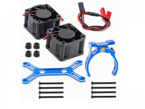 ALUMINUM TWIN MOTOR HEATSINK COOLING FANS 62mm 6-12V 14600RPM HOBBYWING 4985 CASTLE 1717 FOR TRAXXAS X-MAXX XRT ARRMA KRATON OUTCAST 8S MONSTER - RS-MHS6252/BU