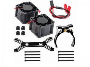 ALUMINUM TWIN MOTOR HEATSINK COOLING FANS 62mm 6-12V 14600RPM HOBBYWING 4985 CASTLE 1717 FOR TRAXXAS X-MAXX XRT ARRMA KRATON OUTCAST 8S MONSTER - RS-MHS6252/BK
