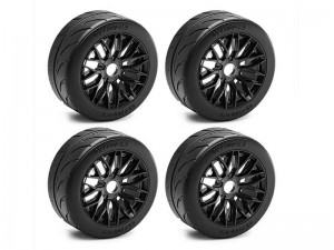 RUBBER TIRE & RIM SET 100/42 2.9 100 X 42mm 17mm HEX ARA550063 FOR ARRMA 1/7 INFRACTION LIMITLESS F1 6S BLX - BLACK - RS-TY1014417/BK