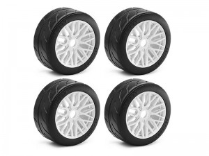 RUBBER TIRE & RIM SET 100/42 2.9 100 X 42mm 17mm HEX ARA550063 FOR ARRMA 1/7 INFRACTION LIMITLESS F1 6S BLX - WHITE - RS-TY1014417/WI