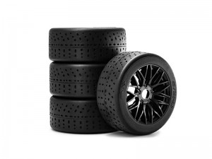 RUBBER TIRE & RIM SET 100/42 2.9 100 X 42mm 17mm HEX ARA550063 FOR ARRMA 1/7 INFRACTION LIMITLESS F1 6S BLX - BLACK - RS-TY1024417/BK