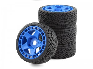 RALLY RUBBER TIRE AND RIM SET 100 X 40mm 17mm HEX FOR 1/7 1/8 ARRMA INFRACTION 6S BLX TRUCK - RS-TY1004017/BU