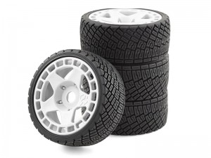 RALLY RUBBER TIRE AND RIM SET 100 X 40mm 17mm HEX FOR 1/7 1/8 ARRMA INFRACTION 6S BLX TRUCK - WHITE - RS-TY1004017/WI