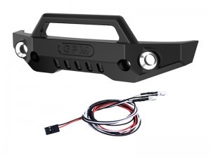 GPM TXMM330F 7075 ALLOY FRONT BUMPER WITH LED LIGHT SET 10735 10795 FOR TRAXXAS MINI MAXX MONSTER 107154-1 - BLACK - TXMM330F-BK