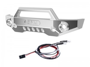 GPM TXMM330F 7075 ALLOY FRONT BUMPER WITH LED LIGHT SET 10735 10795 FOR TRAXXAS MINI MAXX MONSTER 107154-1 - SILVER - TXMM330F-S