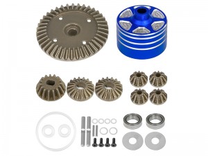 METAL F / R  DIFF GEAR SET W. ALUMINUM DIFF CASE 22049 FOR 1/10 TAMIYA TT-02 TT-02D XM-01 BT-01 XV-02 RC CAR - RS-TA20049/B