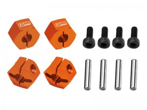 GPM TXMM010 7075 ALLOY FRONT AND REAR CLAMP TYPE WHEEL HUB 12mm 3654 FOR TRAXXAS MINI MAXX MONSTER 107154-1 - ORANGE - TXMM010-OR