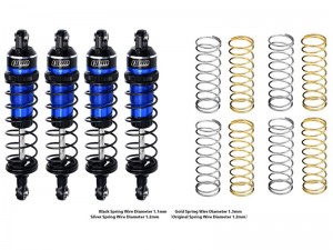 GPM 7075 ALLOY F & R ADJUSTABLE SPRING SHOCK - 87mm 3760 10765 FOR 1/10 RC TRAXXAS MINI MAXX MONSTER 107154-1 - BLUE - TXMM087FR-B-BK