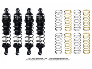 GPM 7075 ALLOY F & R ADJUSTABLE SPRING SHOCK - 87mm 3760 10765 FOR 1/10 RC TRAXXAS MINI MAXX MONSTER 107154-1 - BLACK - TXMM087FR-BK-BK