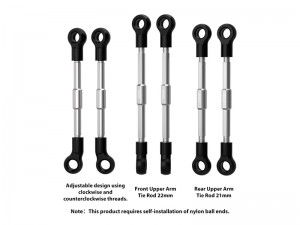 STAINLESS STEEL ADJUSTABLE TIE RODS W. NYLON BALL END LOS-1767 FOR LOSI 1/24 Micro-B RC BUGGY - LMB160S-OC-BEBK