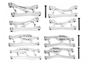 ALUMINUM FULL SUSPENSION ARM SET 10740 10731 FOR 1/10 TRAXXAS MINI MAXX MONSTER 107154-1 - SILVER - TXMM056555657-S