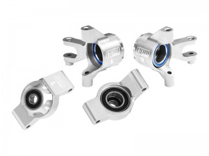 GPM TXMM2122 7075 ALLOY FRONT STEERING BLOCKS & REAR HUB STUB AXLE CARRIERS 10736 10752 FOR 1/10 TRAXXAS MINI MAXX MONSTER 107154-1 - SILVER - TXMM2122-S