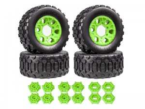 MONSTER TIRE & RIM SET 110 X 47mm 12 / 14 / 17mm Hex TYPE B For 1/10 TRAXXAS SLASH ARRMA SENTON MOJAVE RC TRUCK - RS-TY11047B/GR