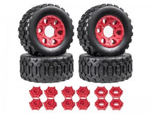 MONSTER TIRE & RIM SET 110 X 47mm 12 / 14 / 17mm Hex TYPE B For 1/10 TRAXXAS SLASH ARRMA SENTON MOJAVE RC TRUCK - RS-TY11047B/RE