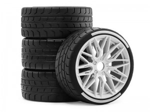 RUBBER TIRE & RIM SET 101/44 2.9 101 X 44mm 17mm HEX ARA550063 FOR ARRMA 1/7  LIMITLESS F1 6S BLX - WHITE - RS-WH10144-WI