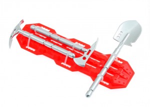 CRAWLER ACCESSORIES SHOVEL HAND TOOLS W. ESCAPE BOARD FOR 1/10 RC TRAXXAS TRX-4 AXIAL SCX-10 CRAWLER - RED / SILVER - RS-CA04/RESI