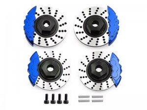 ALUMINUM BRAKE DISC HEX W. CALIPERS 8367 8356 FOR TRAXXAS 1/10 4TEC 2.0 3.0 DIRFT CAR - BLUE - TRX-8367/BU