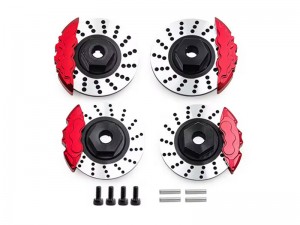 ALUMINUM BRAKE DISC HEX W. CALIPERS 8367 8356 FOR TRAXXAS 1/10 4TEC 2.0 3.0 DIRFT CAR - RED - TRX-8367/RE