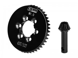 GPM SCX61243TS STEEL SPIRAL PINION GEAR SET 43T / 12T M1.0 AXI252007 FOR AXIAL 1/6 SCX6 JEEP JLU WRANGLER TRAIL HONCHO - SCX61243TS-BK