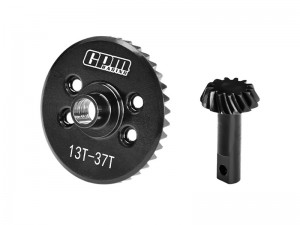 GPM SLA1337FS 20Cr STEEL SPIRAL FRONT DIFFERENTIAL GEAR 13T / 37T FOR TRAXXAS 1/10 Slash 4X4 / XO-01/ 1/8 Jato 4X4 VXL-4S / 1/10 HOSS 4X4 VXL 3S / RUSTLER 4X4 VXL / FORD GT 4-TEC 2.0 / BIGFOOT 4X4 BL-2S / Revo 3.3 / Slayer Pro / T-Maxx 3.3 / Stampede 4X4 VXL - SLA1337FS-BK