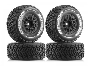 SHORT COURSE RUBBER TIRE & RIM SET 65 X 28mm 12mm HEX ARA550116 FOR 1/14 ARRMA MOJAVE GROM RC TRUCK - TY-6528A/BK