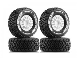 SHORT COURSE RUBBER TIRE & RIM SET 65 X 28mm 12mm HEX ARA550116 FOR 1/14 ARRMA MOJAVE GROM RC TRUCK - WHITE - TY-6528A/WI